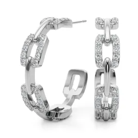 1 Carat Tw Diamond Links Hoop Earrings In 14K White Gold