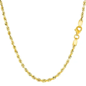 10K Solid Yellow Gold 2.5mm Diamond-Cut Rope Chain Necklace