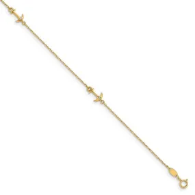 14K CZ Polished Anchor Anklet