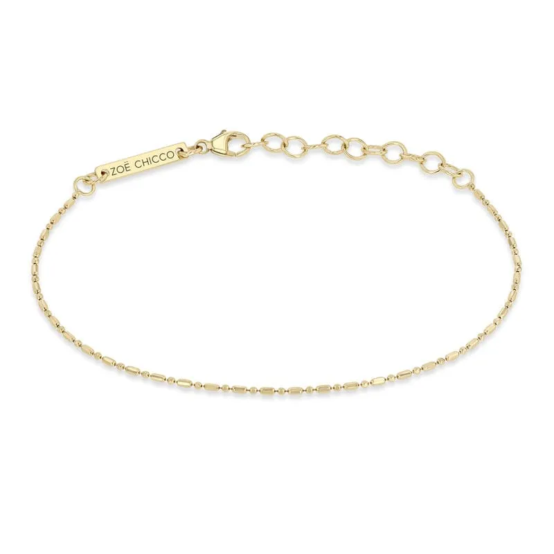 14k Gold Tube Bar Chain Bracelet