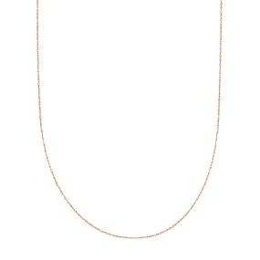 14k Rose Gold Rope Chain Necklace, 0.6mm