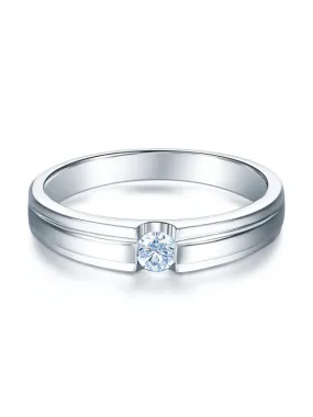 14K White Gold Wedding Band Men Ring Natural Diamond