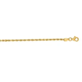 14K Yellow Gold 2mm Diamond Cut Royal Rope Chain 18 Inch