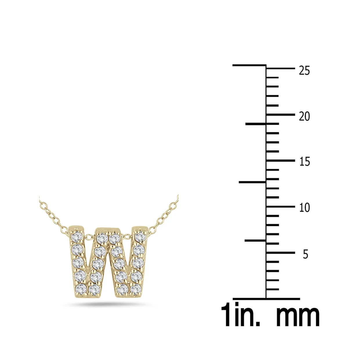 1/6 Carat Tw W Initial Diamond Pendant In 10K Yellow Gold