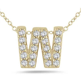 1/6 Carat Tw W Initial Diamond Pendant In 10K Yellow Gold