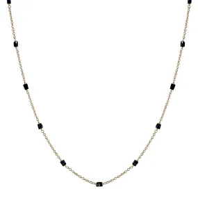 18K Gold Black Diamond Bead Chain