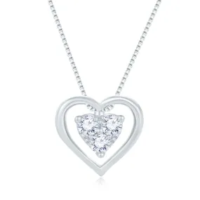 18K White Gold Heart Dia Pendant