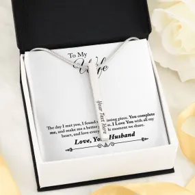 2 Sided Vertical Bar Necklace With "I Love You" Message Card Gifts For Wife