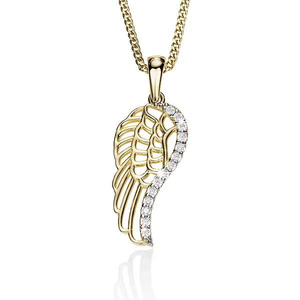 9CT GOLD CUBIC ZIRCONIA WING PENDANT