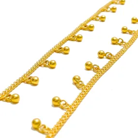 Attractive Shiny Tasseled 22K Gold Anklet Pair