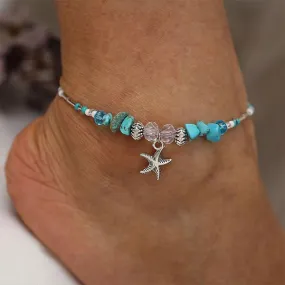 Beach Starfish Pendant Rice Bead Vintage Anklet 33965039C