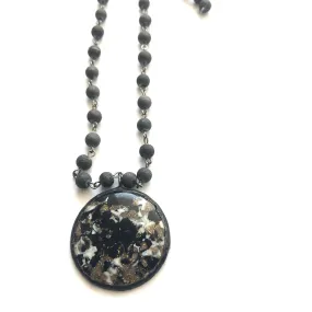 Black & White Mosaic Beaded Layering Necklace - Shortie