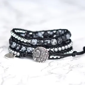 Black Jasper & Hematite Wrap Bracelet