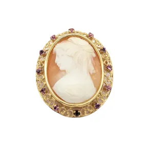 Cameo Pendant / Brooch in 18 Karat Yellow Gold