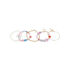 Carlton London Girls Set Of 5 Multicoloured Gold-Plated Charm Bracelet Kjbs059