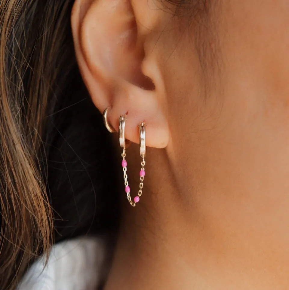 Chained Huggie Hoop Earring