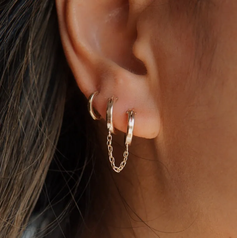 Chained Huggie Hoop Earring