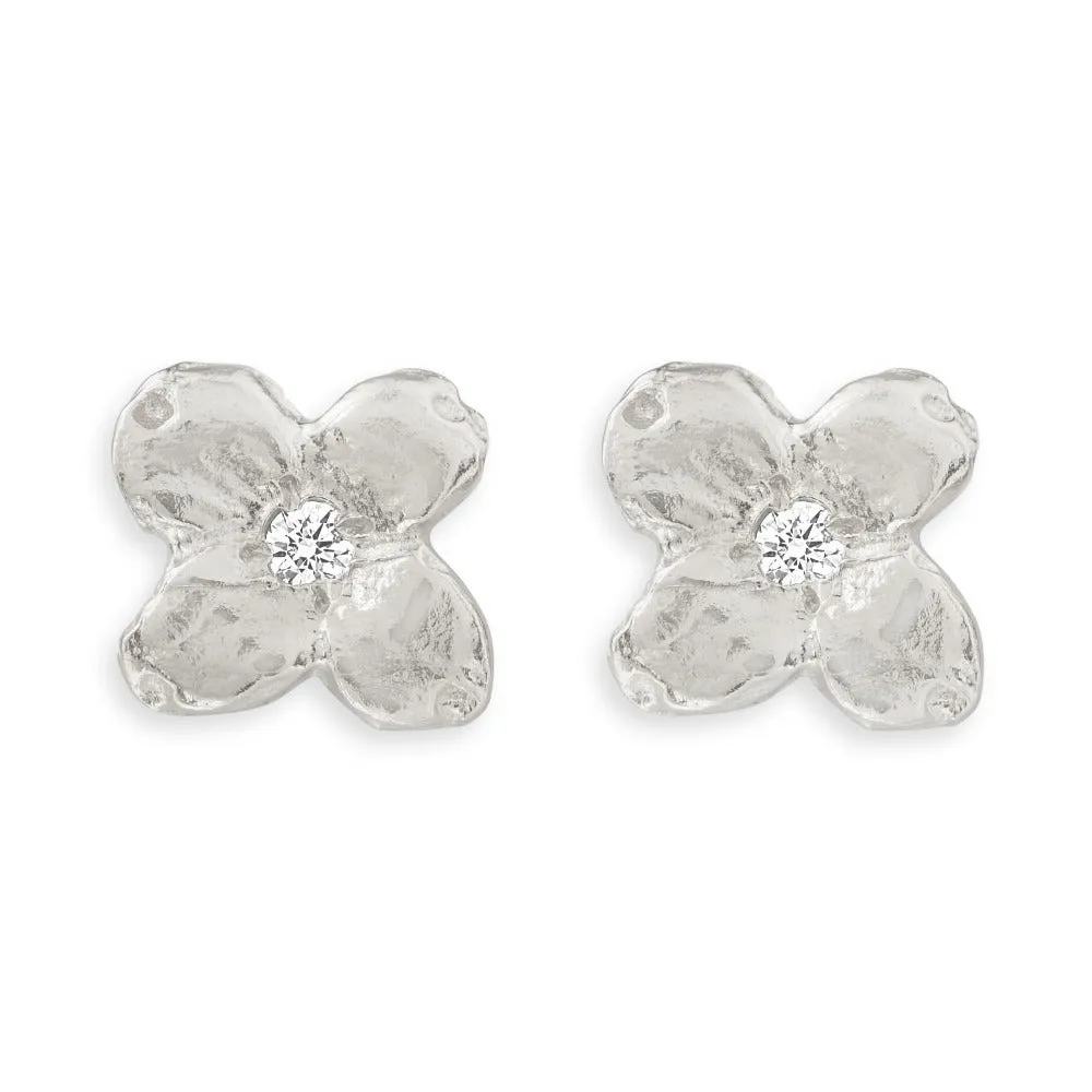 Dogwood Stud Earrings With Diamond