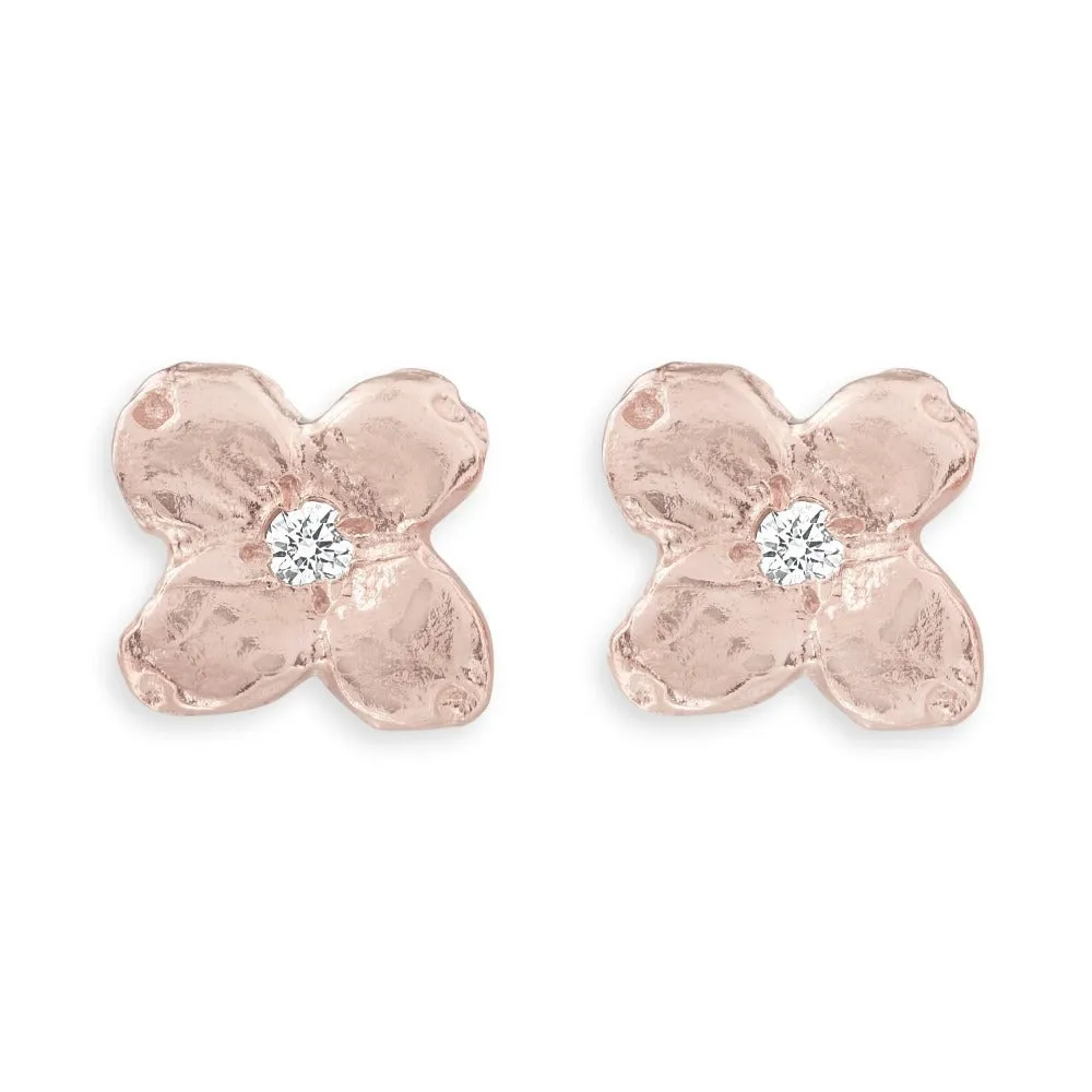 Dogwood Stud Earrings With Diamond