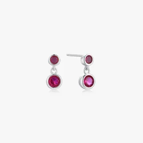 Fuchsia Dangle Sterling Earrings in Silver