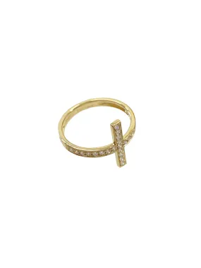 Gold & Diamond Side Cross Ring (Pre Order)