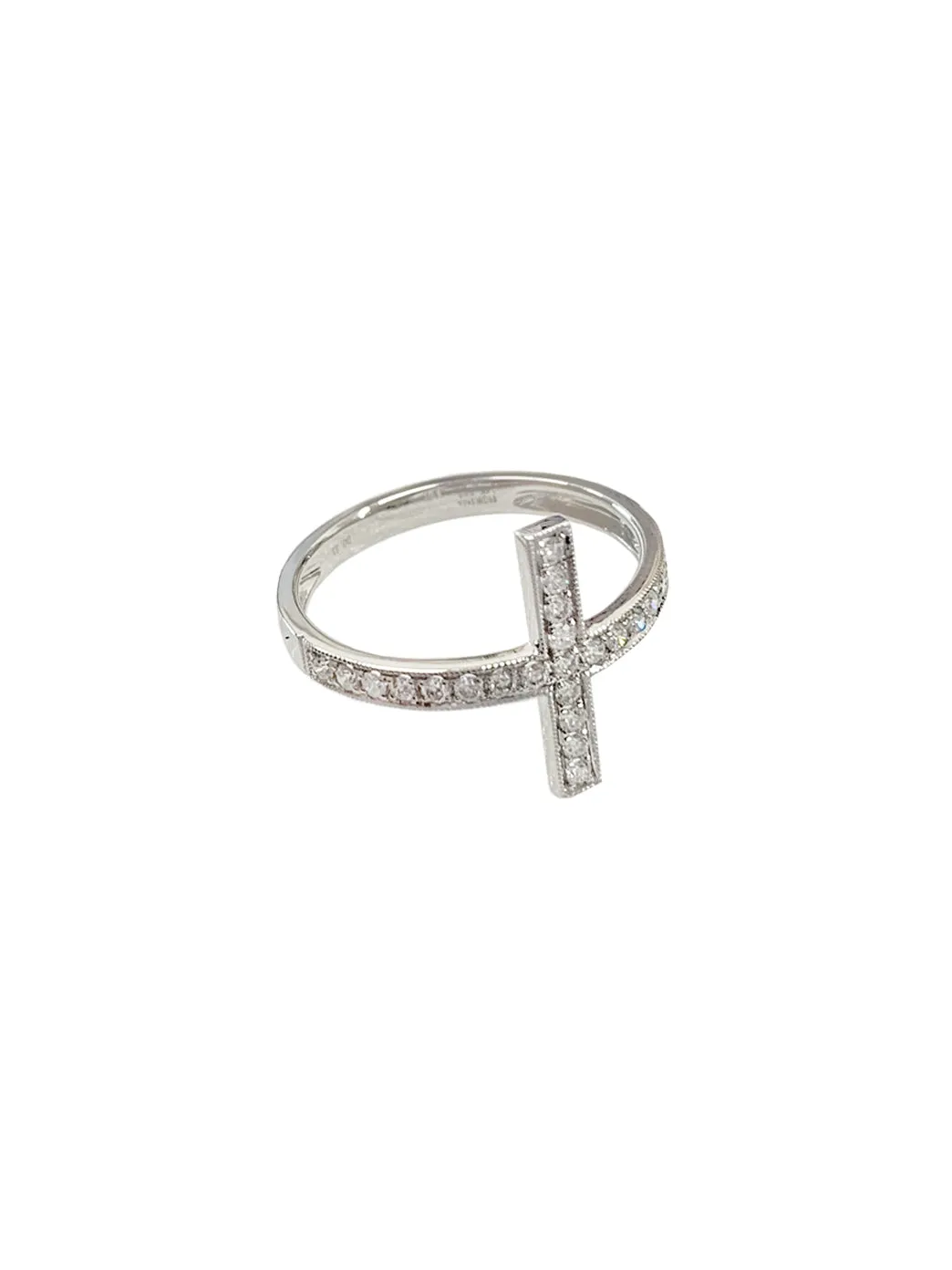 Gold & Diamond Side Cross Ring (Pre Order)