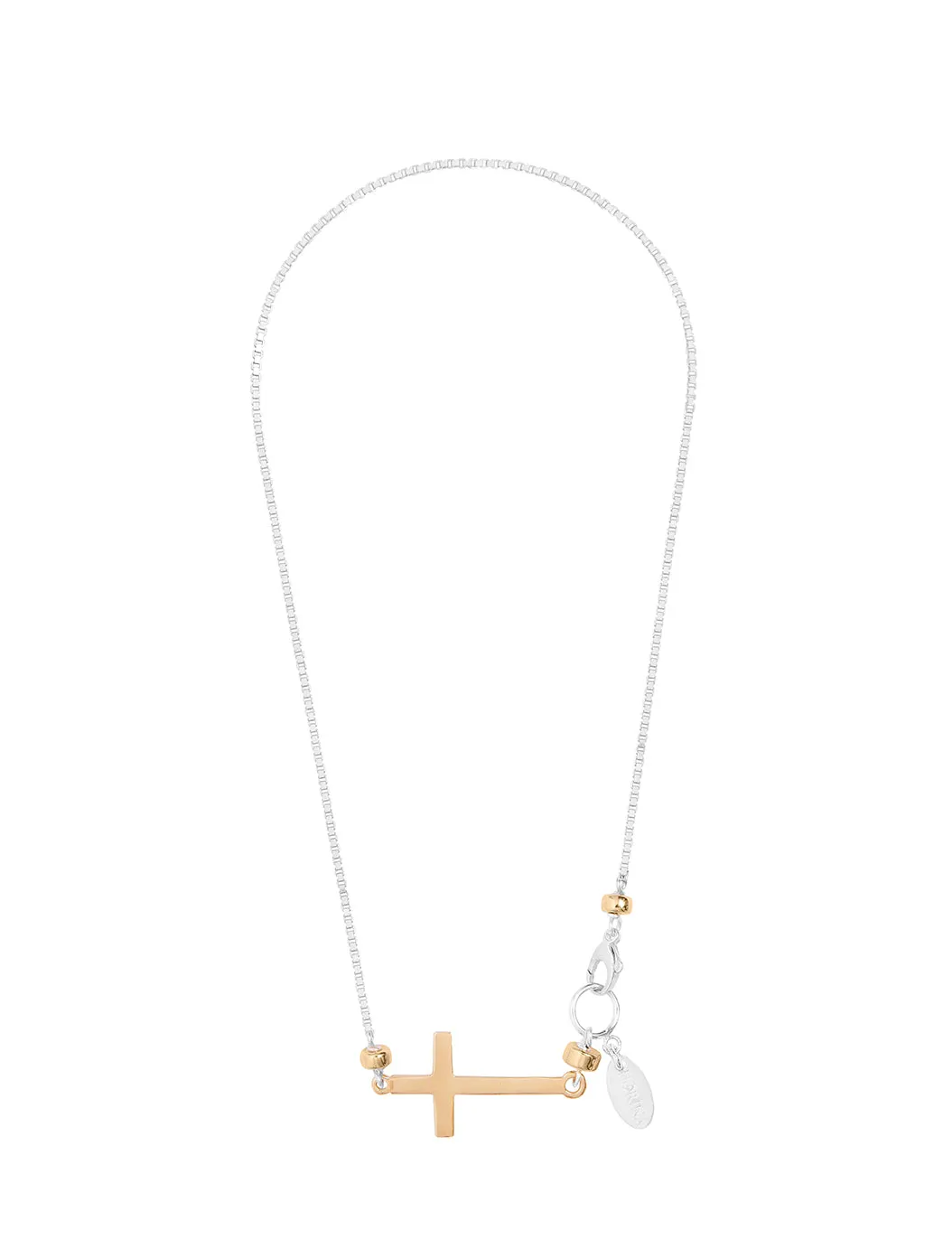 Gold and Silver Side Cross Necklace