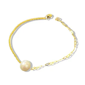 #GOLD2024 | 18K Golden Pearl Rope and Paperclip Bracelet