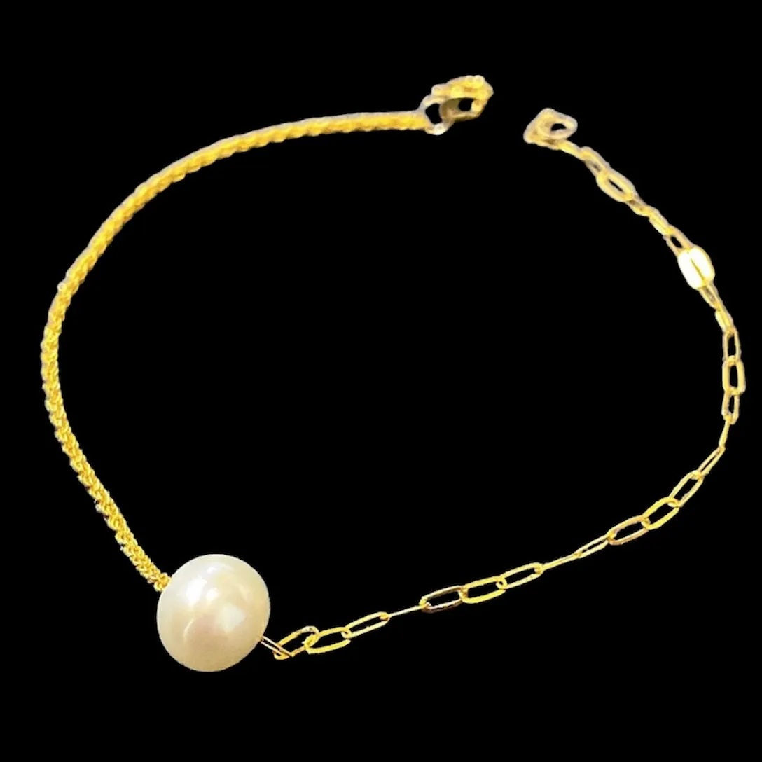 #GOLD2024 | 18K Golden Pearl Rope and Paperclip Bracelet