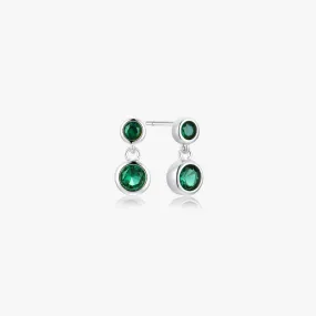 Green Dangle Sterling Earrings in Silver