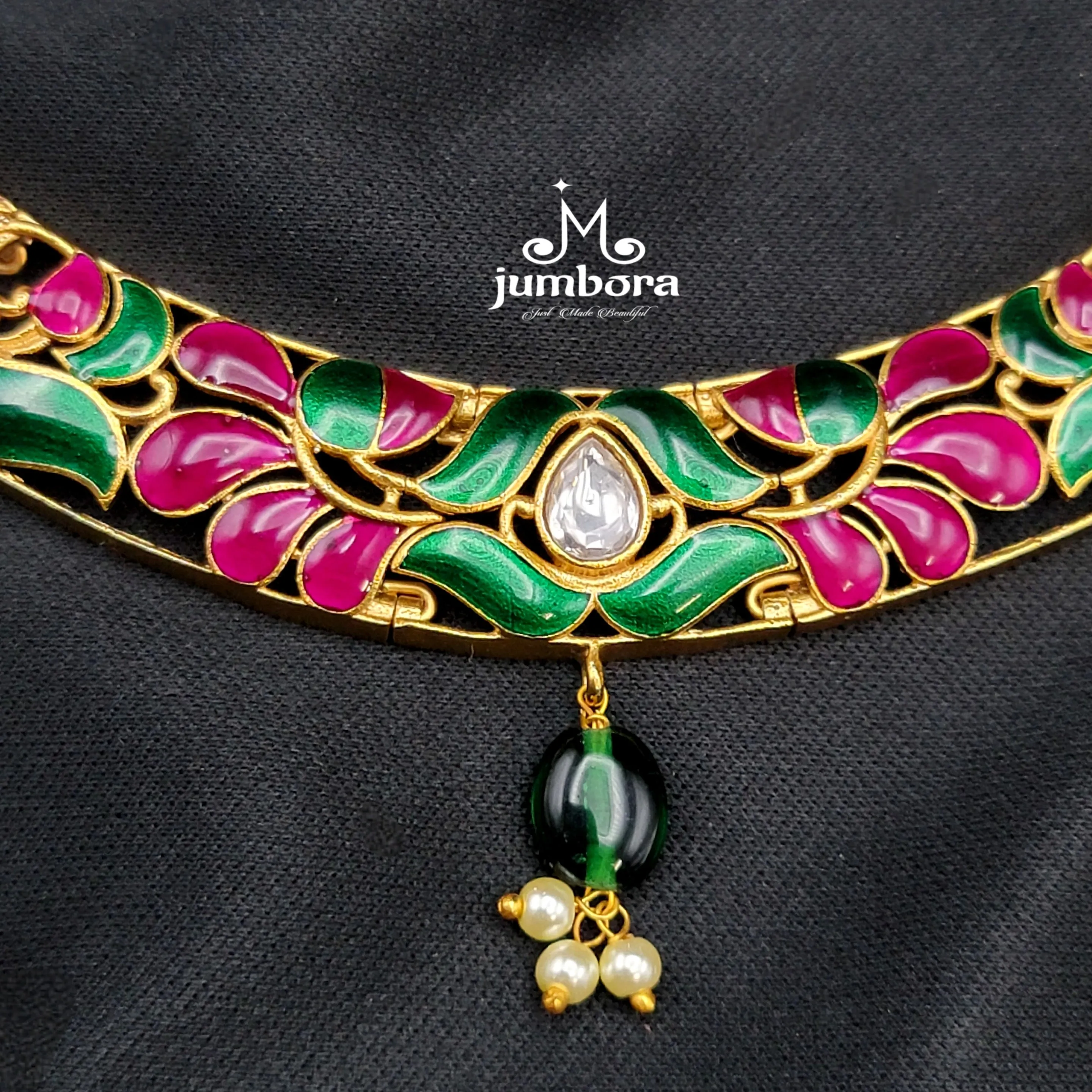 Meenakari Enamel Work Kundan Necklace Set