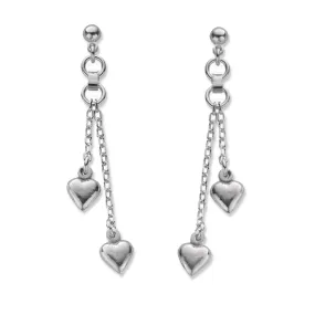 NEW: Double Love Heart Chain Drop Earrings, Studs