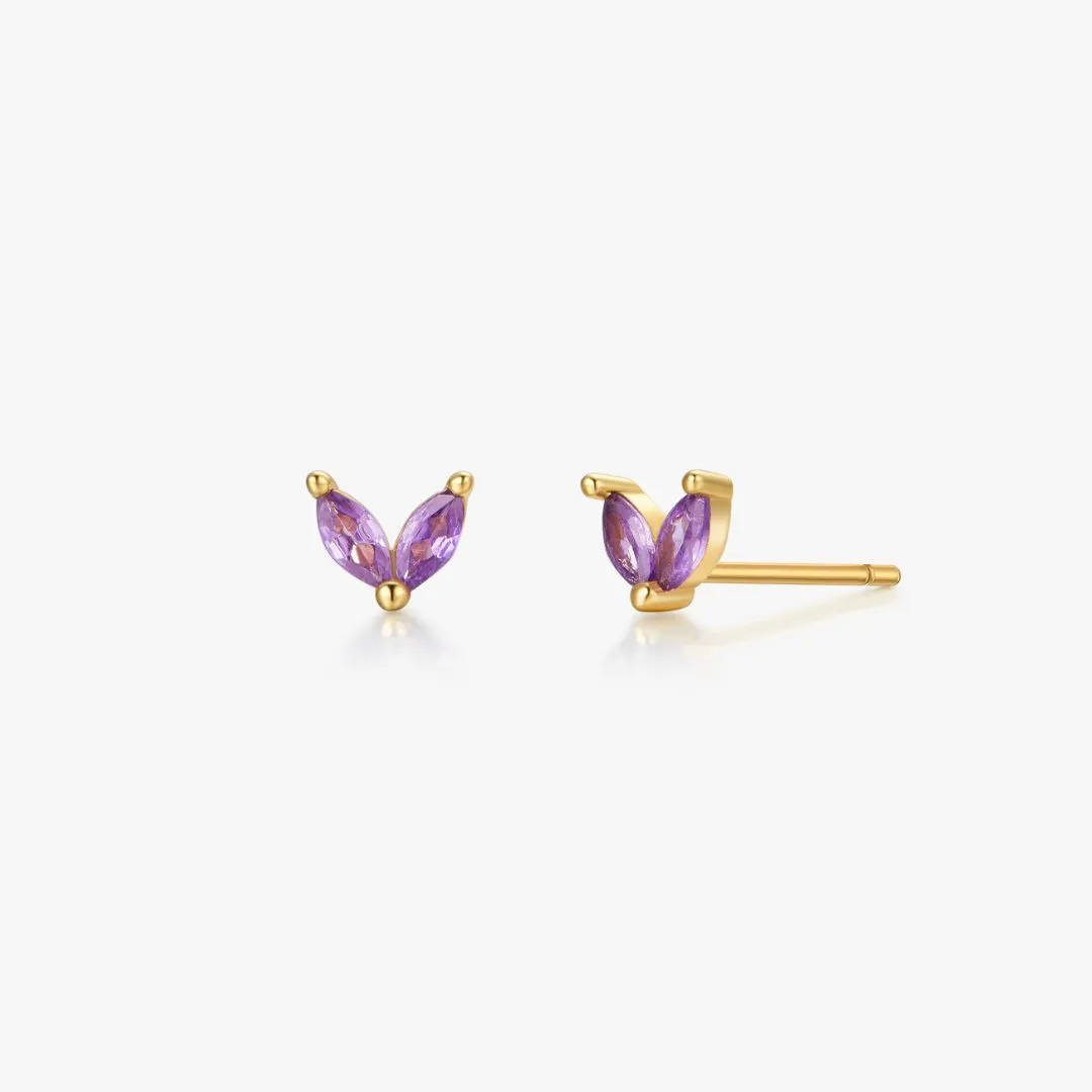 Purple Sprout Sterling Studs in Gold