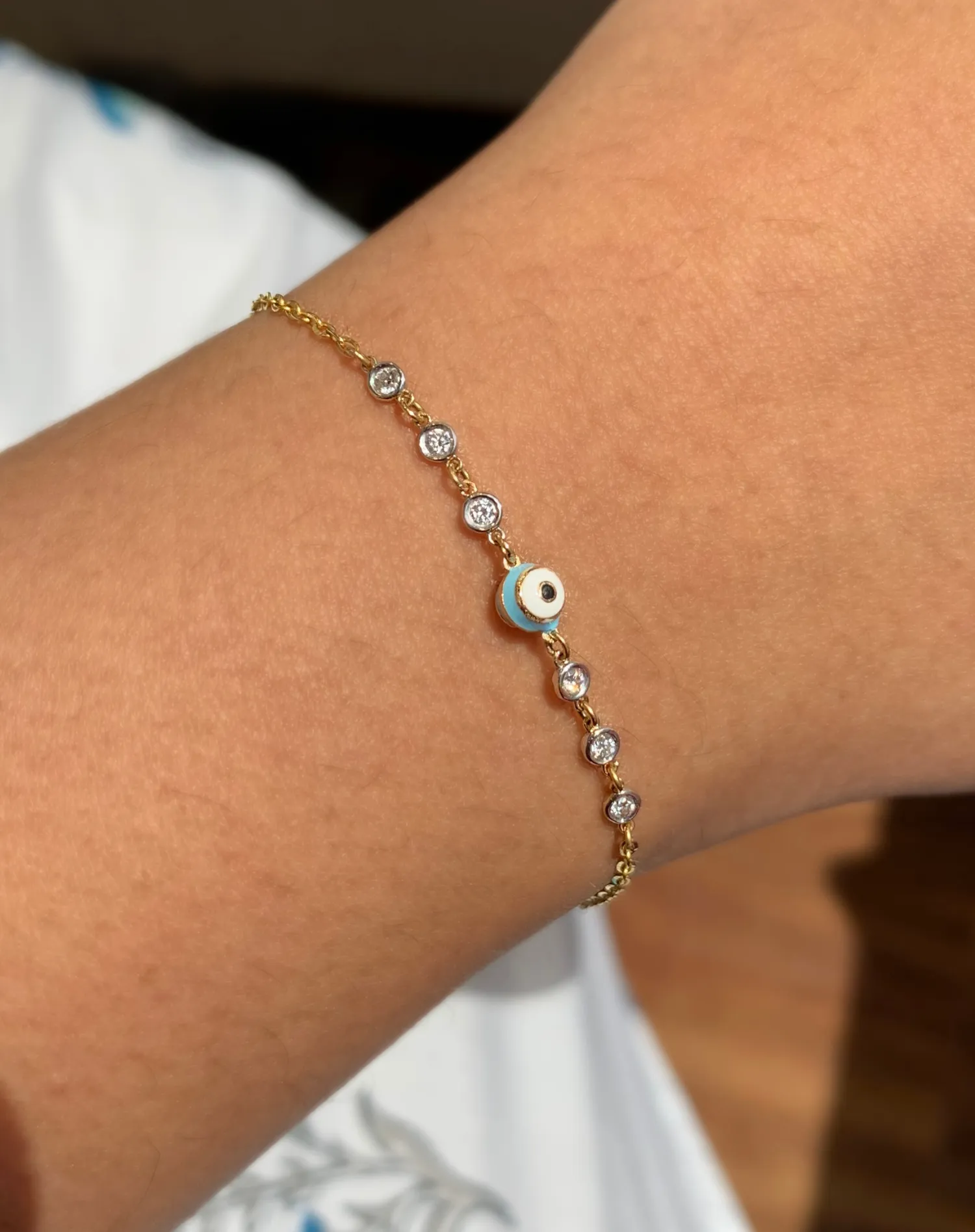 Sky Blue Evil Eye Diamond Bracelet